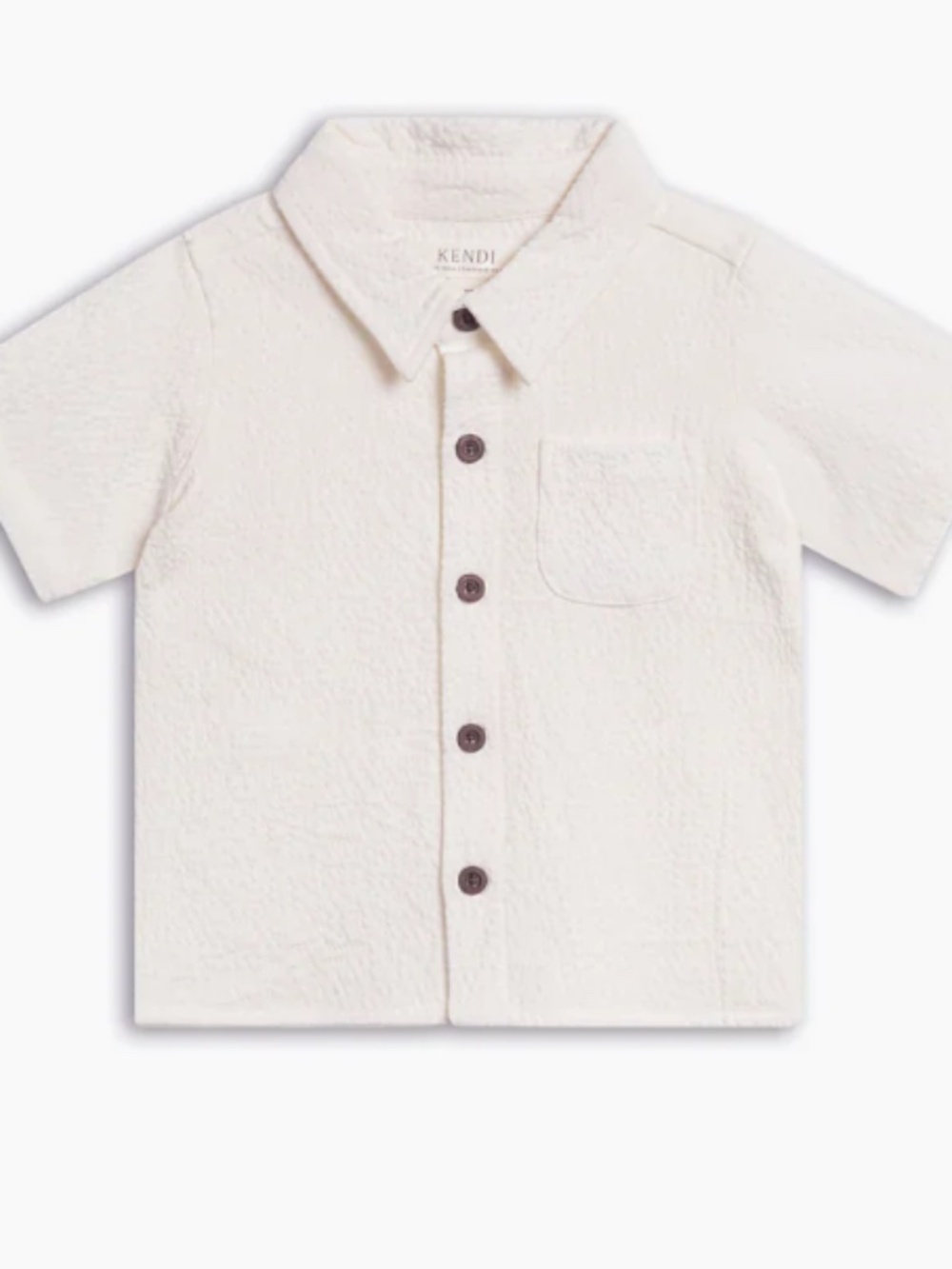 Landon Seersucker Collared Button Down Shirt- Off White (Size: 3T) NWT